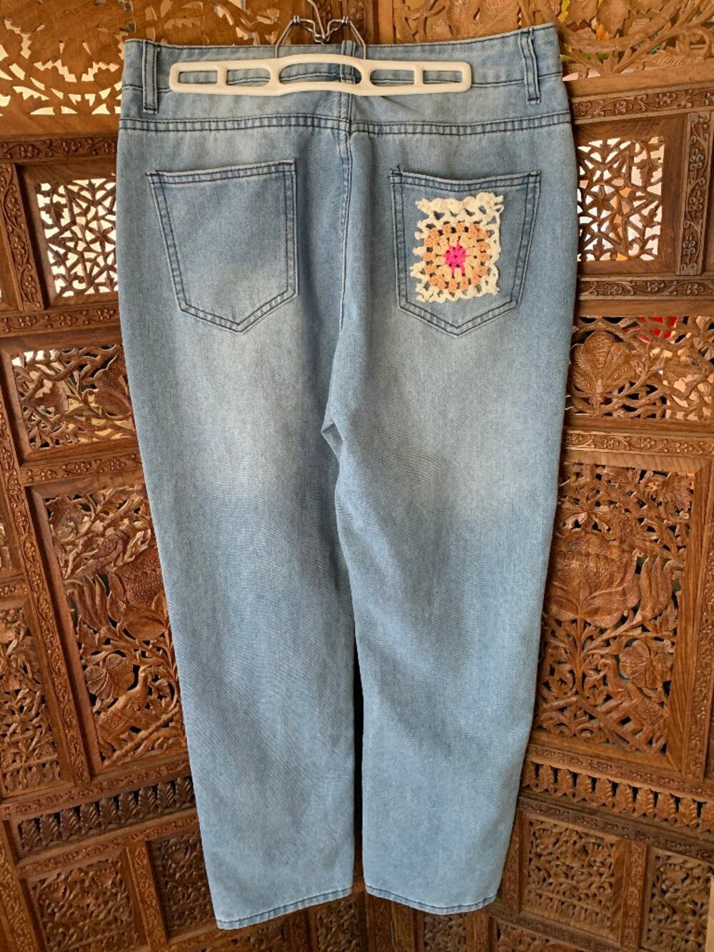 Custom One-of-a Kind Upcycle Jeans size large - Picture 8 of 10